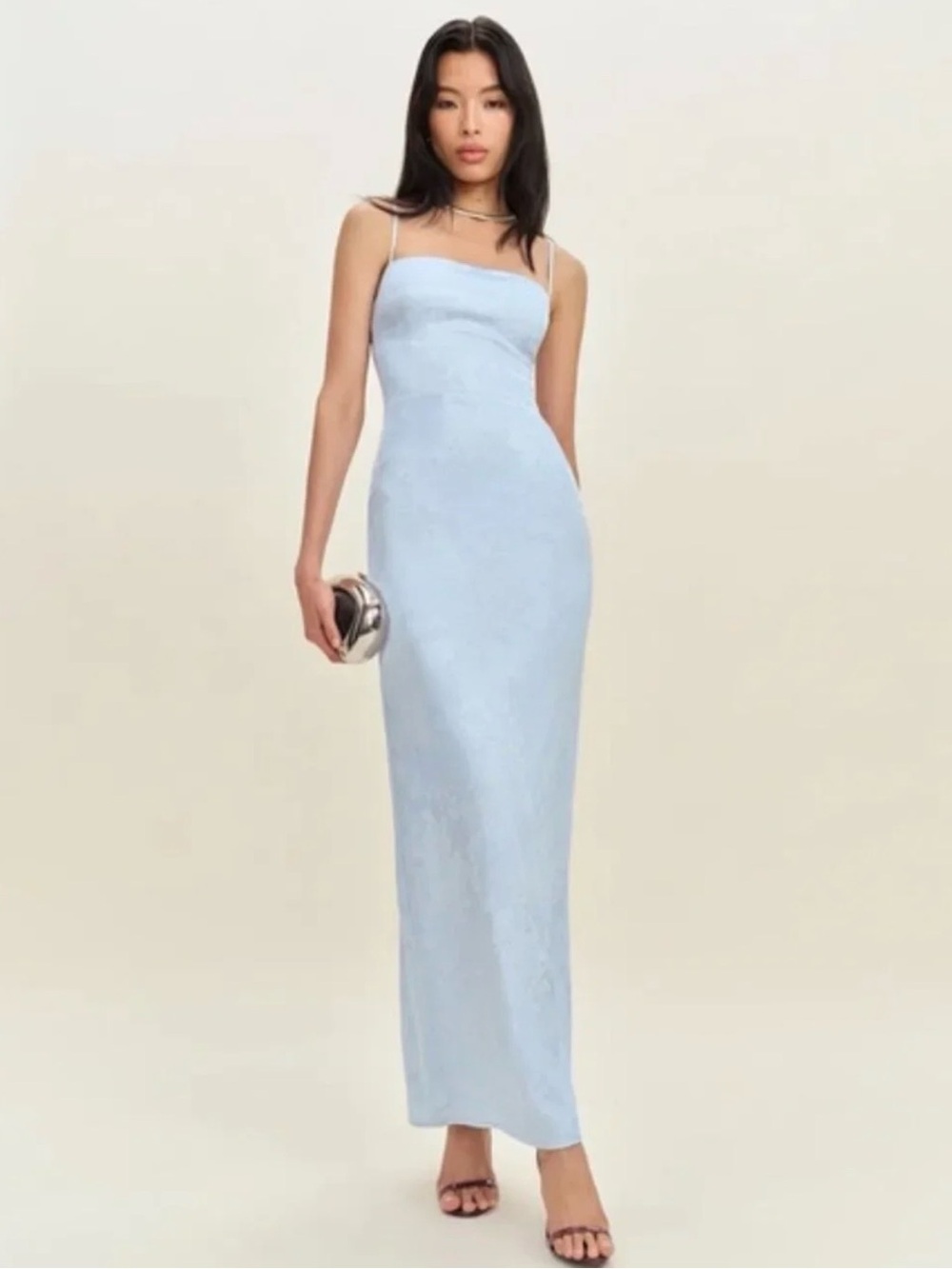 Reformation Frankie Dress Ice Blue Silk Size 6